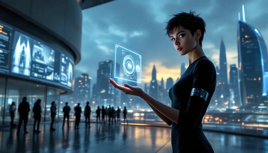 A futuristic concept of voice search technologies.