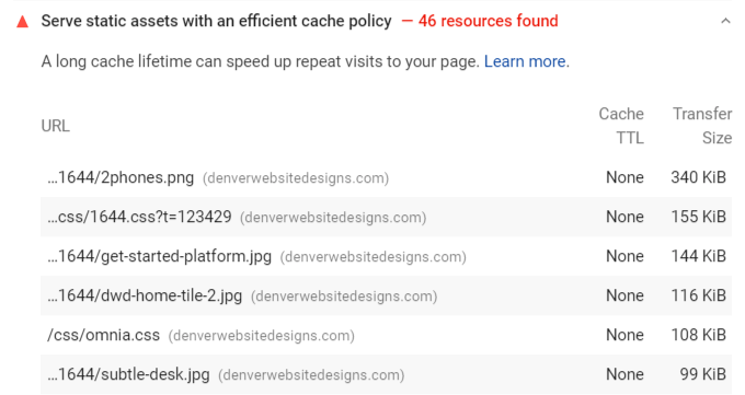 Serve-static-assets-with-an-efficient-cache-policy-pagespeed-notification - Seahawk serve static assets with an efficient cache policy PageSpeed recommendation
