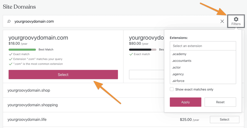 select-a-domain - Seahawk Chose a domain name and know hoe to create a WordPress website