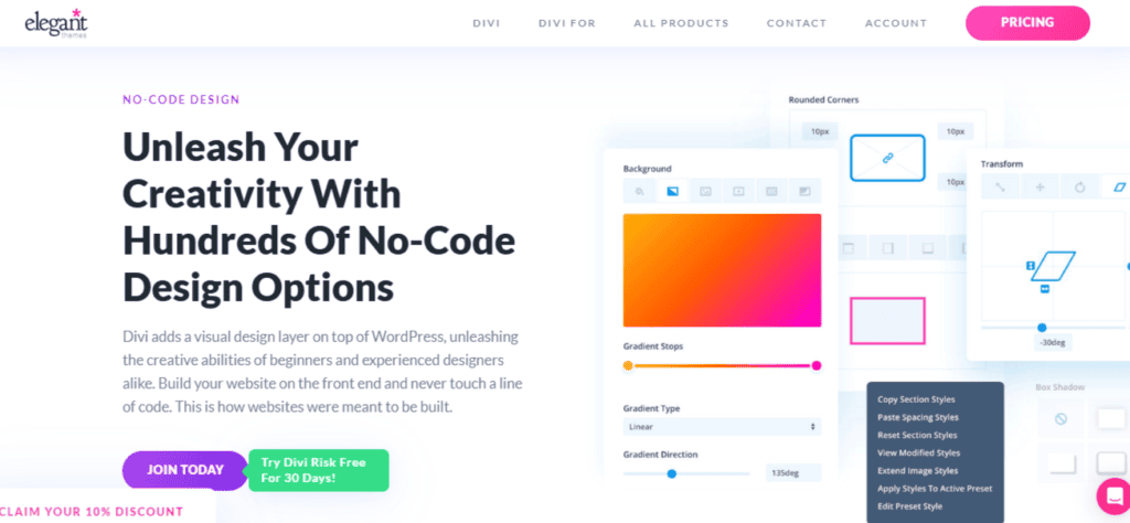 Divi style and Design 