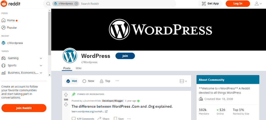 wordpress-group-on-reddit
