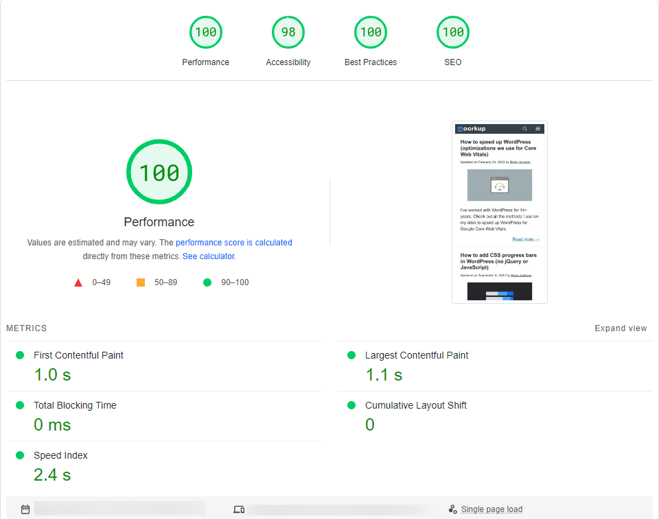 GeneratePress-theme-website-speed-test