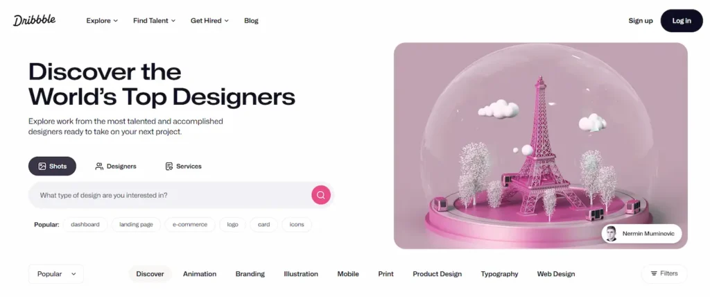 dribbble profile - homepage