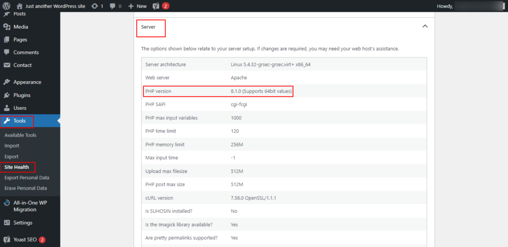 check-PHP-site-version-for-fixing-500-internal-server-error