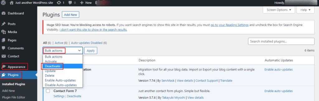 check-wordpress-dashboard-plugins-for-fixing-500-internal-server-error