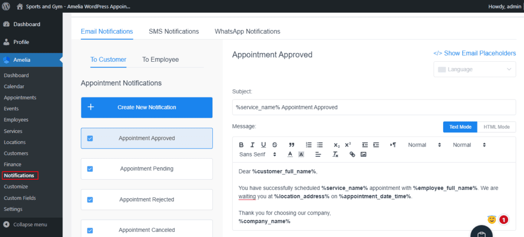 wp-amelia-notifications-in-wordpress-dashboard - Seahawk wp-amelia-notifications-in-wordpress-dashboard
