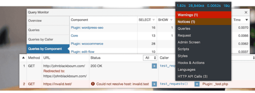 Query-Monitor-1 - Seahawk Check for any bloated plugins to fix slow wordpress