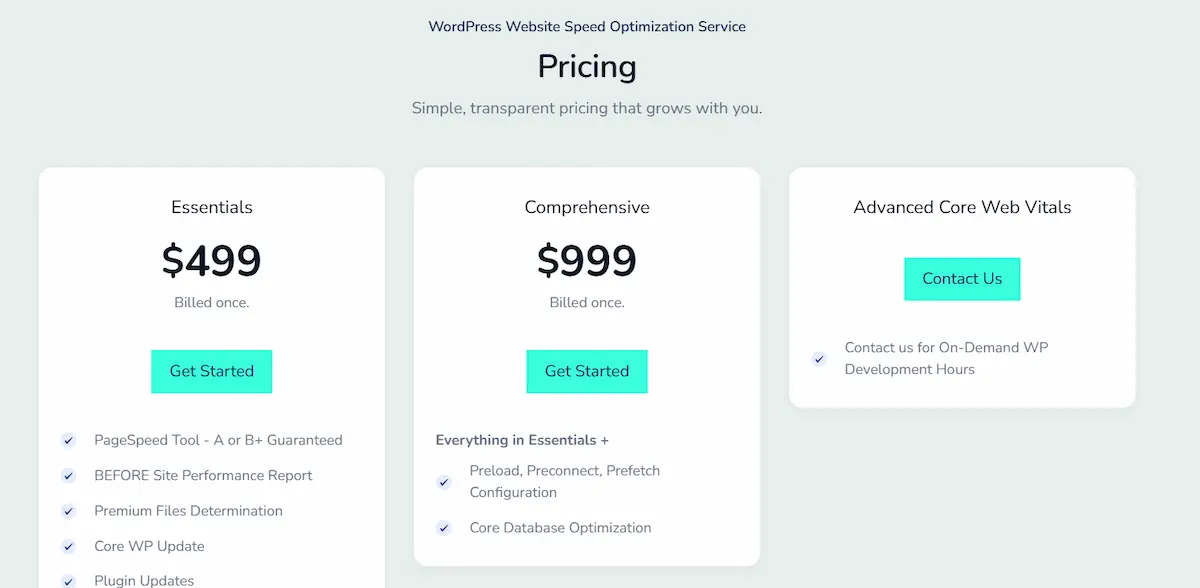 WordPress Website Speed Optimization Service Pricing