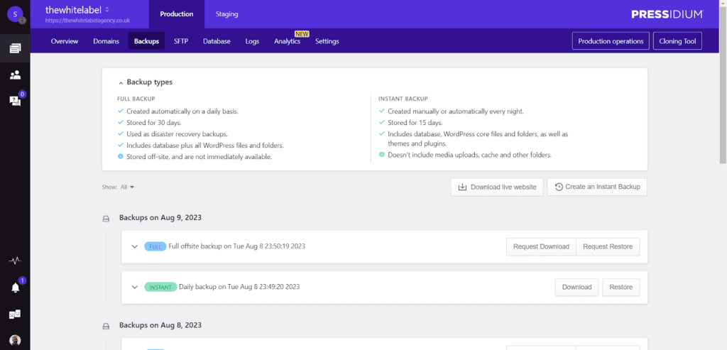 Pressidium-review-one-click-instant-backup - Seahawk