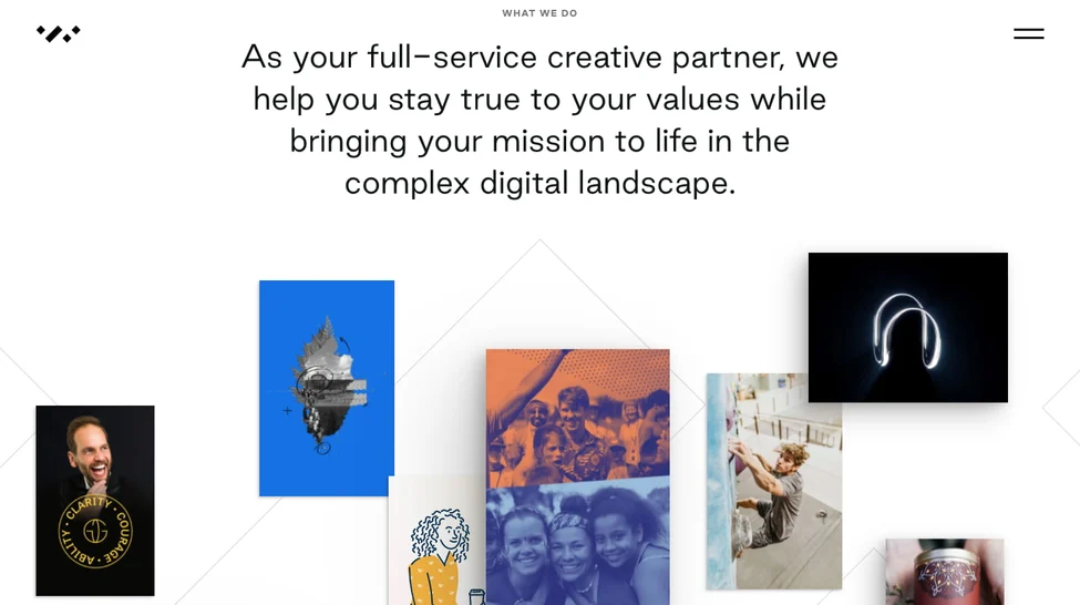 Whiteboard-interactive-site - Seahawk Interactive website Whiteboard displays a digital portfolio collage that readers can click on to view individual projects