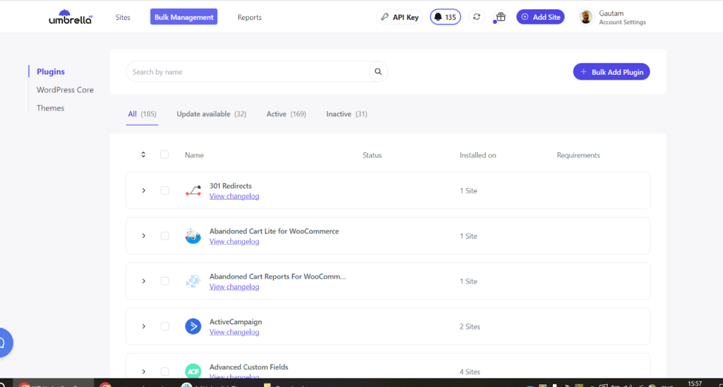 Wp-umbrella-plugin - Seahawk WP umbrella bulk actions