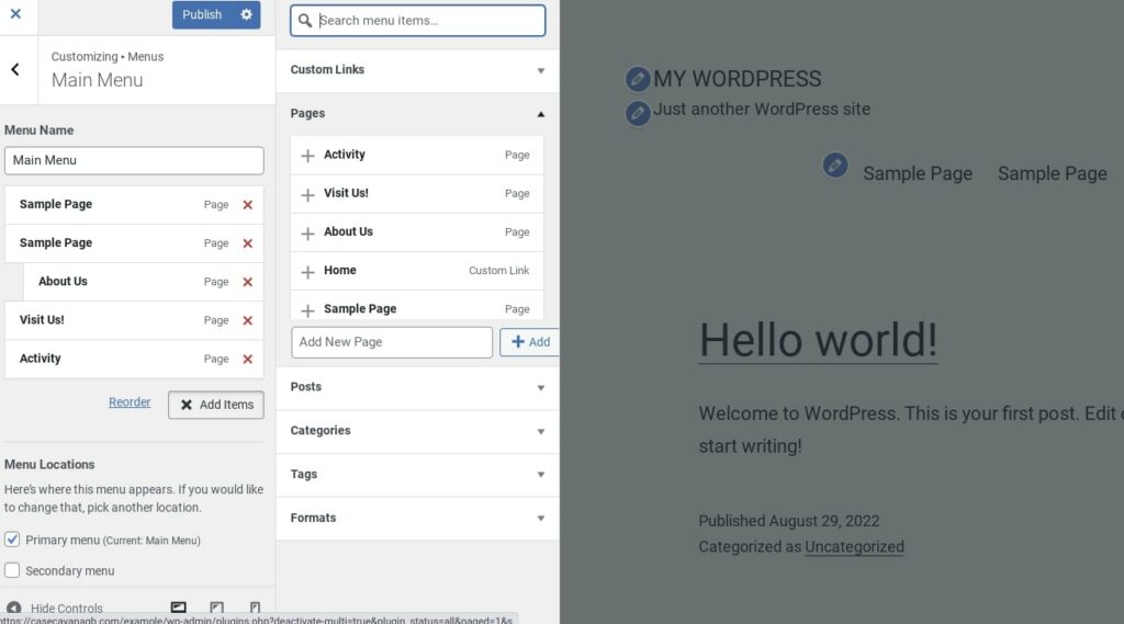 wordpress-menu-custom-links - Seahawk reorder menu items in WordPress