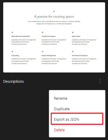 Export Patterns as JSON Files