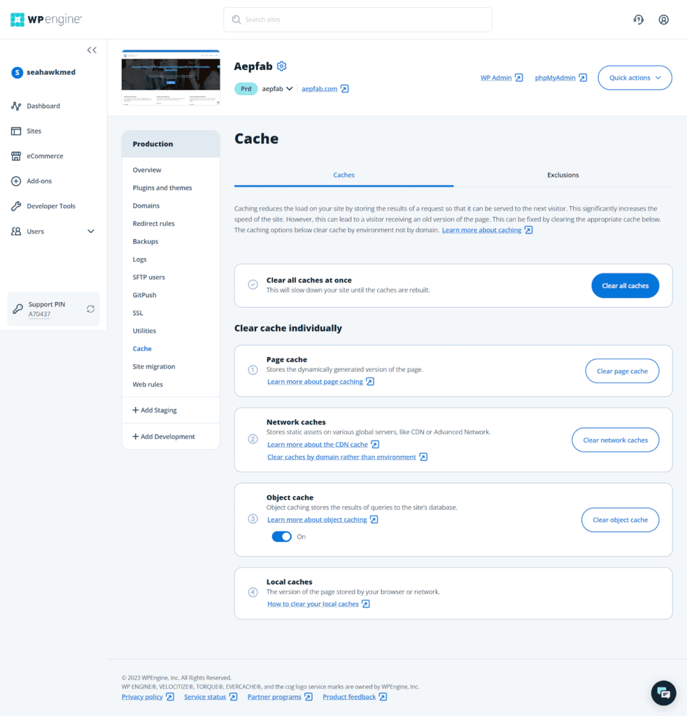 WP-Engine-Cache-Management - Seahawk WP Engine Cache Management
