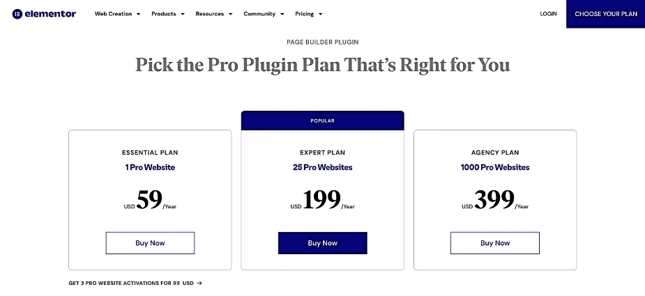 Elementor-pricing-plans-in-the-Gutenberg-vs-Elementor-discussion