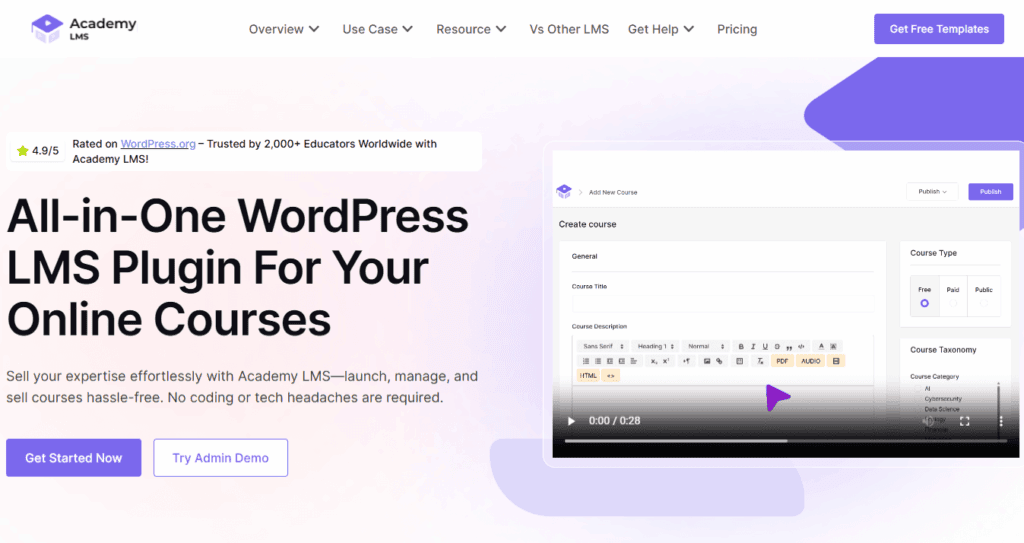 Best Course Management Systems & Platforms 81 Academy-WordPress-LMS-Plugin