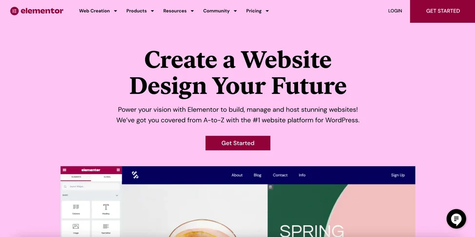 gutenberg vs. elementor |  elementor homepage 