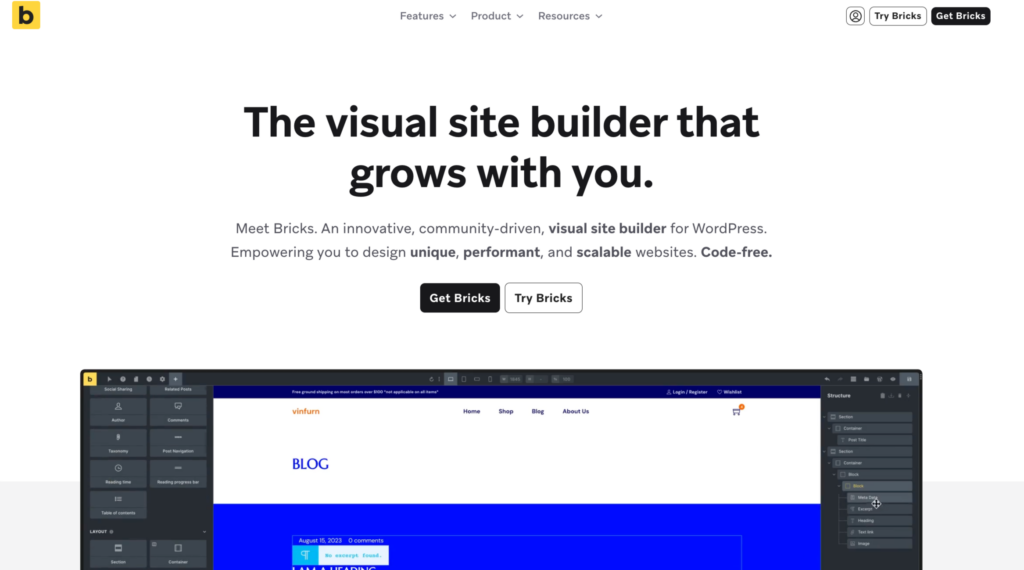 Bricks page builder