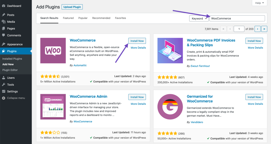 Install-wooCommerce-on-WorDPress - Seahawk WooCommerce Plugin on WordPress Interface