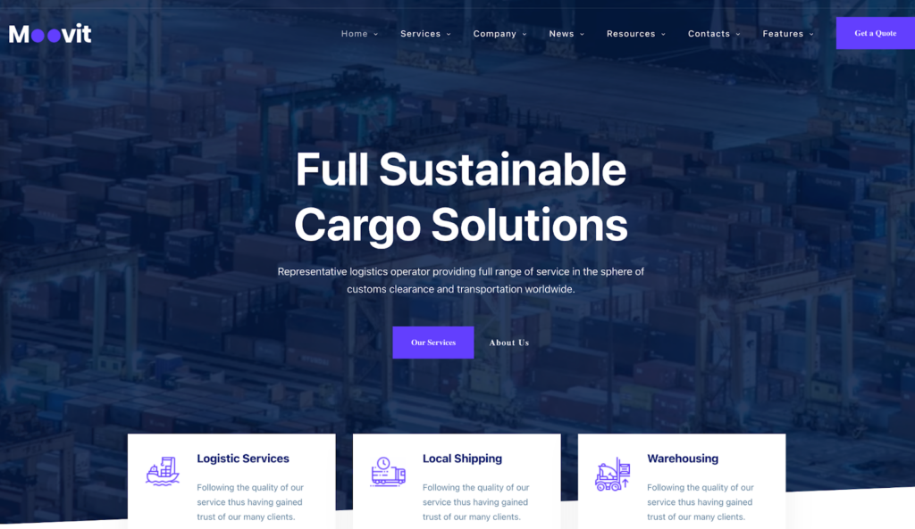 Moovit logistics WordPress themes