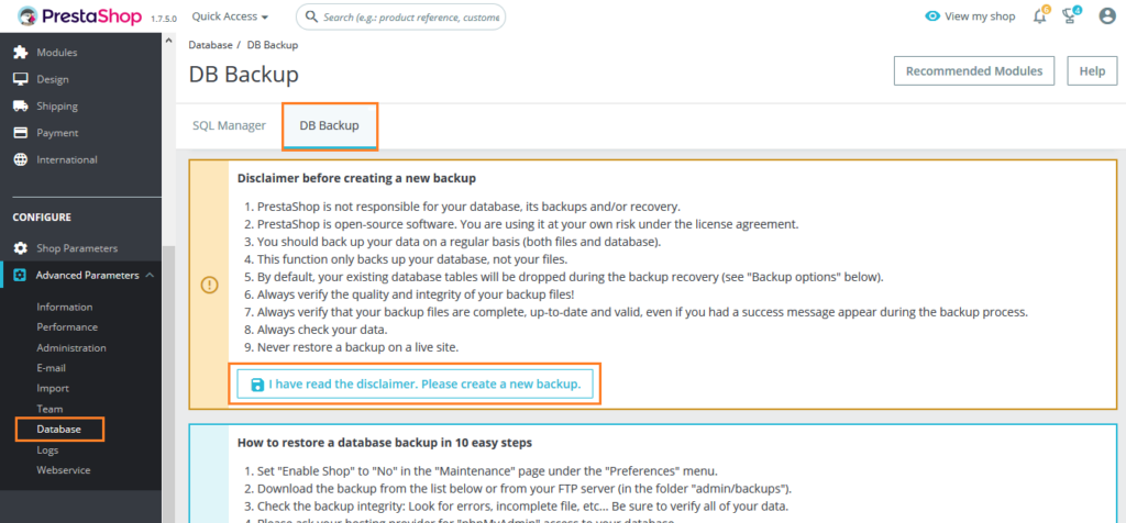 Prestashop-backup - Seahawk Backup of Prestashop