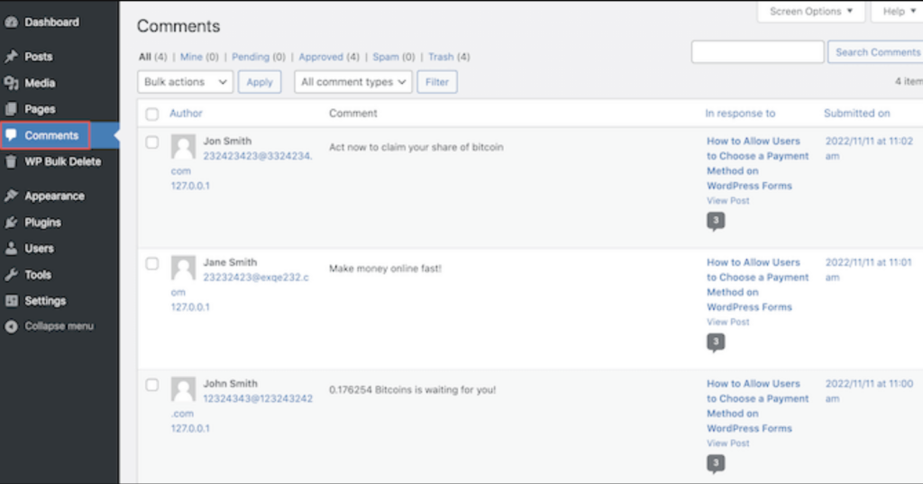 Purge-comments - Seahawk Purge comments for WordPress Database Performance