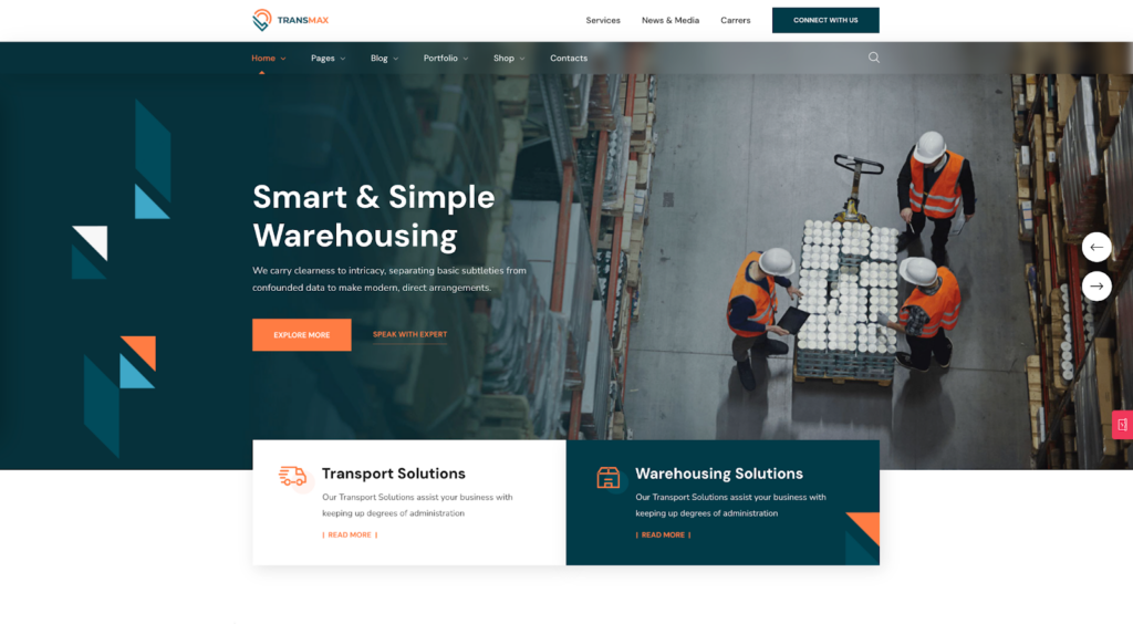 TransMax logistics WordPress themes