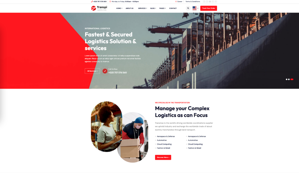 Transpi logistics WordPress themes