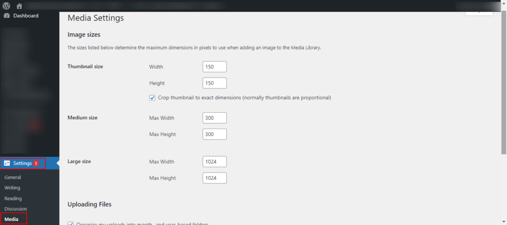 wordpress-media-settings - Seahawk critical-error-on-your-wordpress-website-media-settings