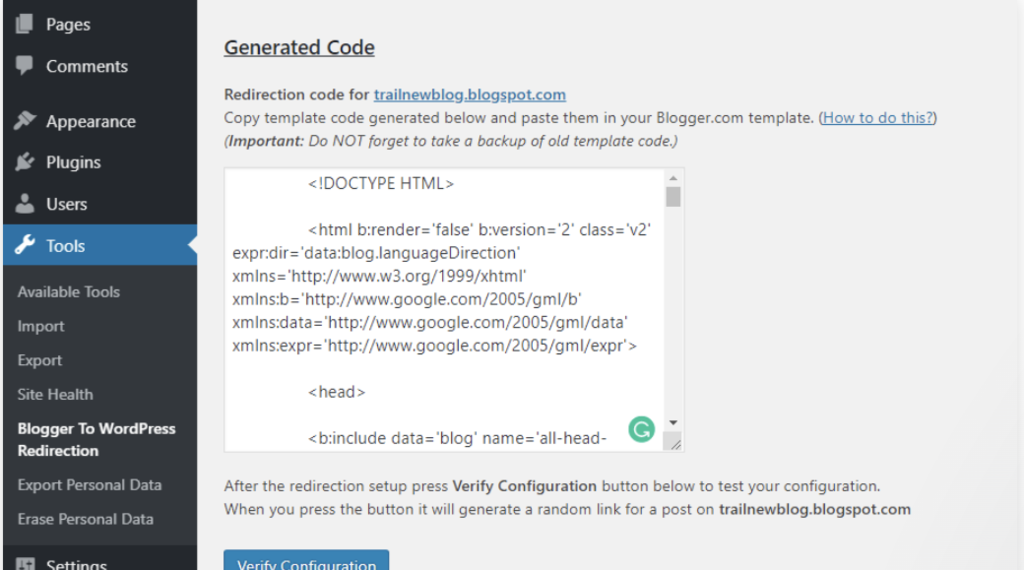 2-1 - Seahawk Migrate from Blogger to WordPress to redirect traffic