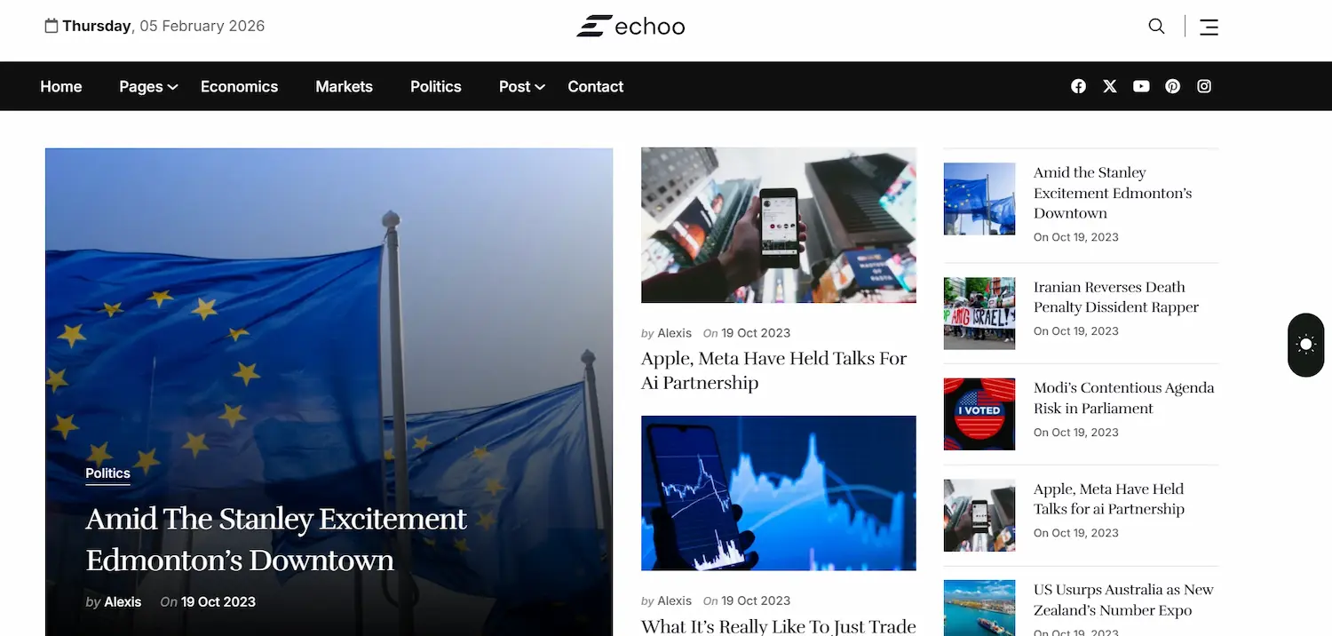 10 Best WordPress News Themes: Ultimate List 88 Echoo News Magazine WordPress Theme and RTL