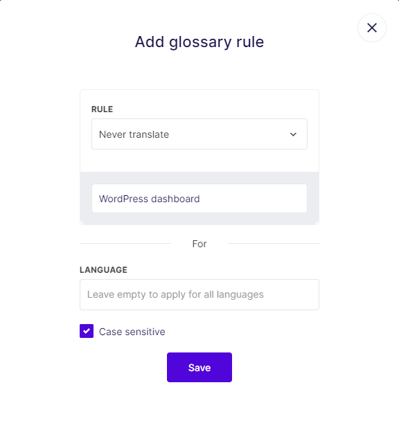 Glossary-Weglot - Seahawk Glossary rule weglot