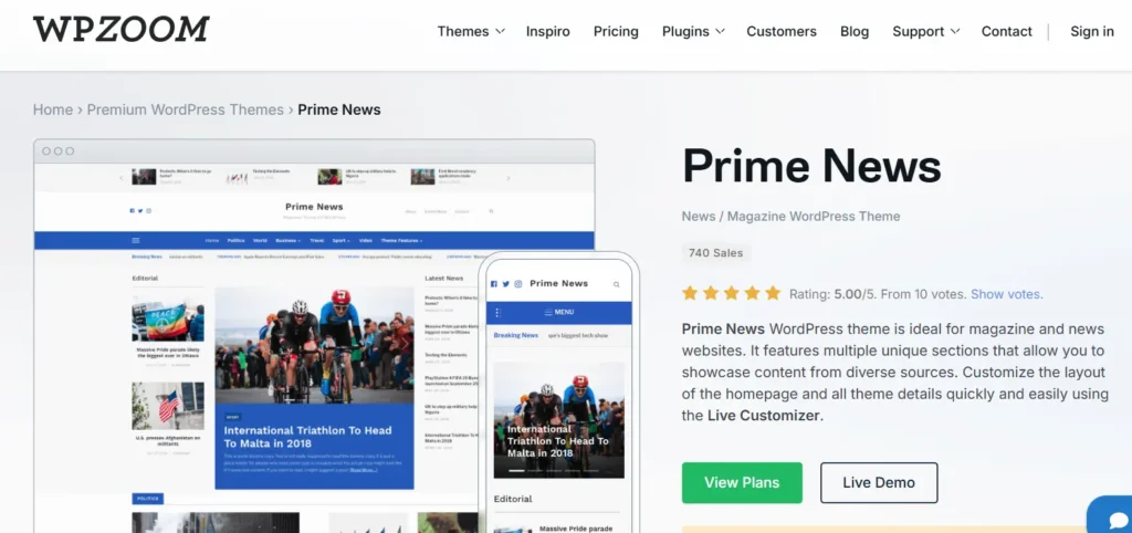 10 Best WordPress News Themes: Ultimate List 81 WPZoom Prime News