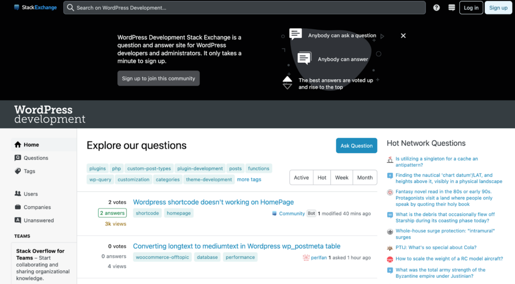 WordPress-stack-exchange - Seahawk WordPress stack exchange for WP support forums