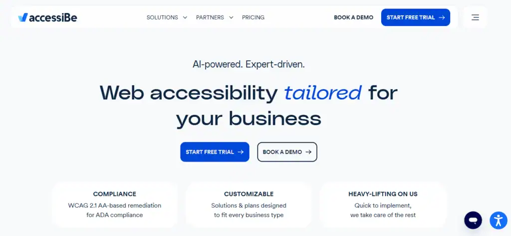 How Website Care Makes WooCommerce Checkout Accessible? 83 accessiBe-homepage