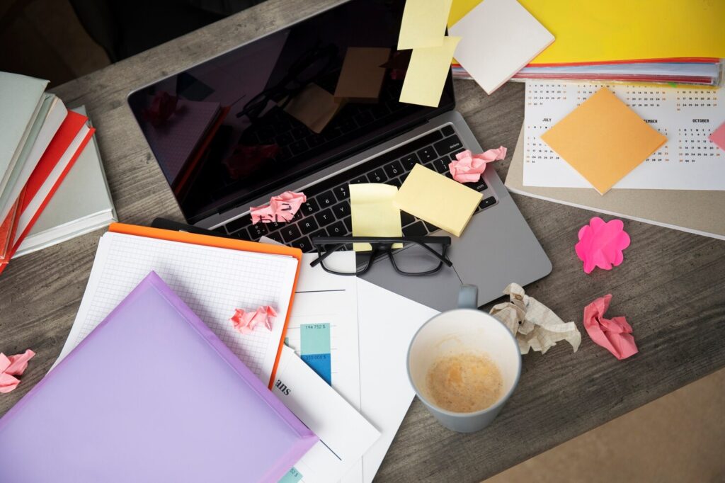 still-life-office-desk-mess_23-2150164805 - Seahawk project-workload