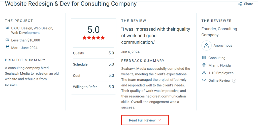 Seahawk's amazing clutch reviews for web design and development! - Seahawk Seahawk's amazing clutch reviews for web design and development!