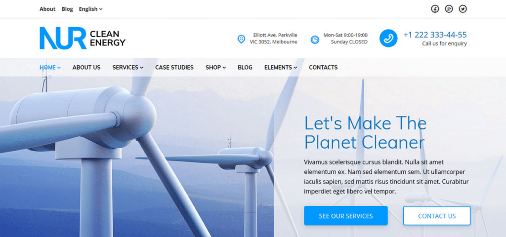 Nur - Seahawk Nur - solar energy website theme