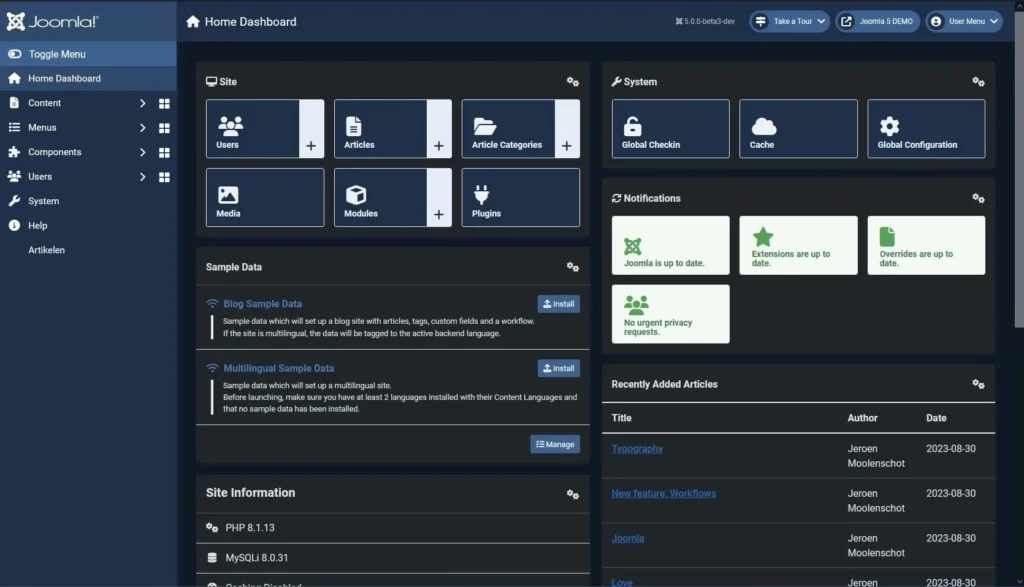 joomla-interface - Seahawk joomla-interface