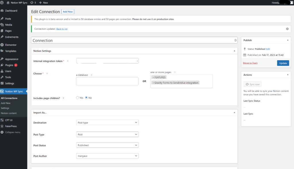  WP Sync for Notion Plugin