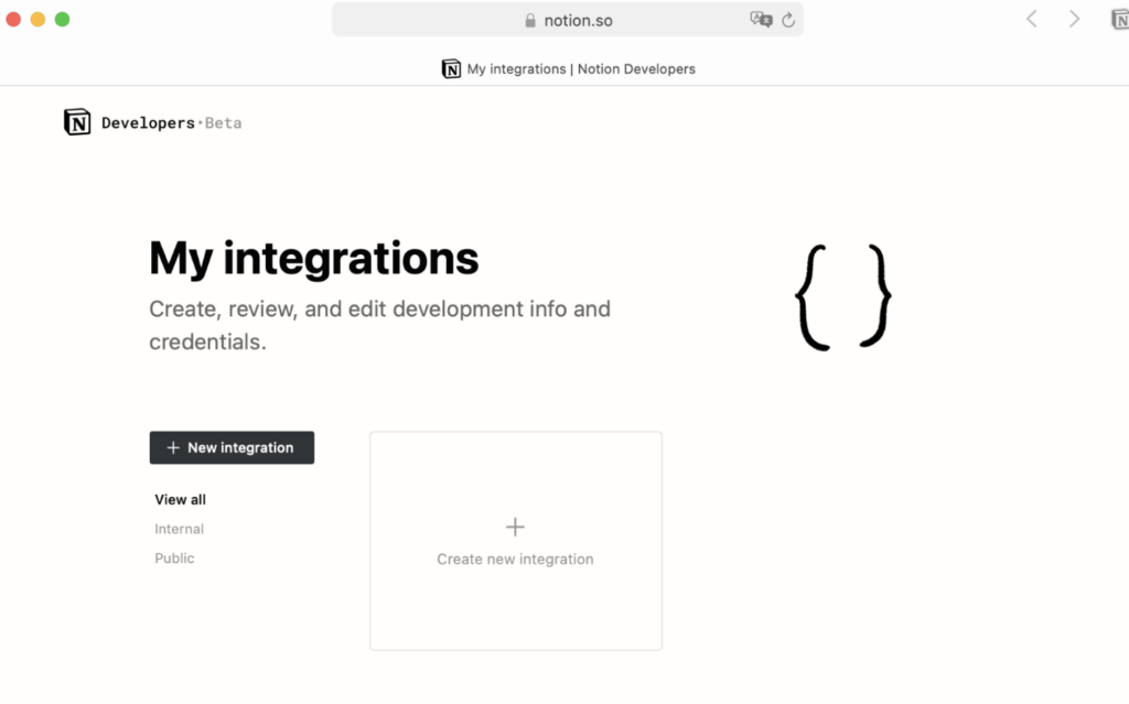 Creating an Internal Integration Token in Notion