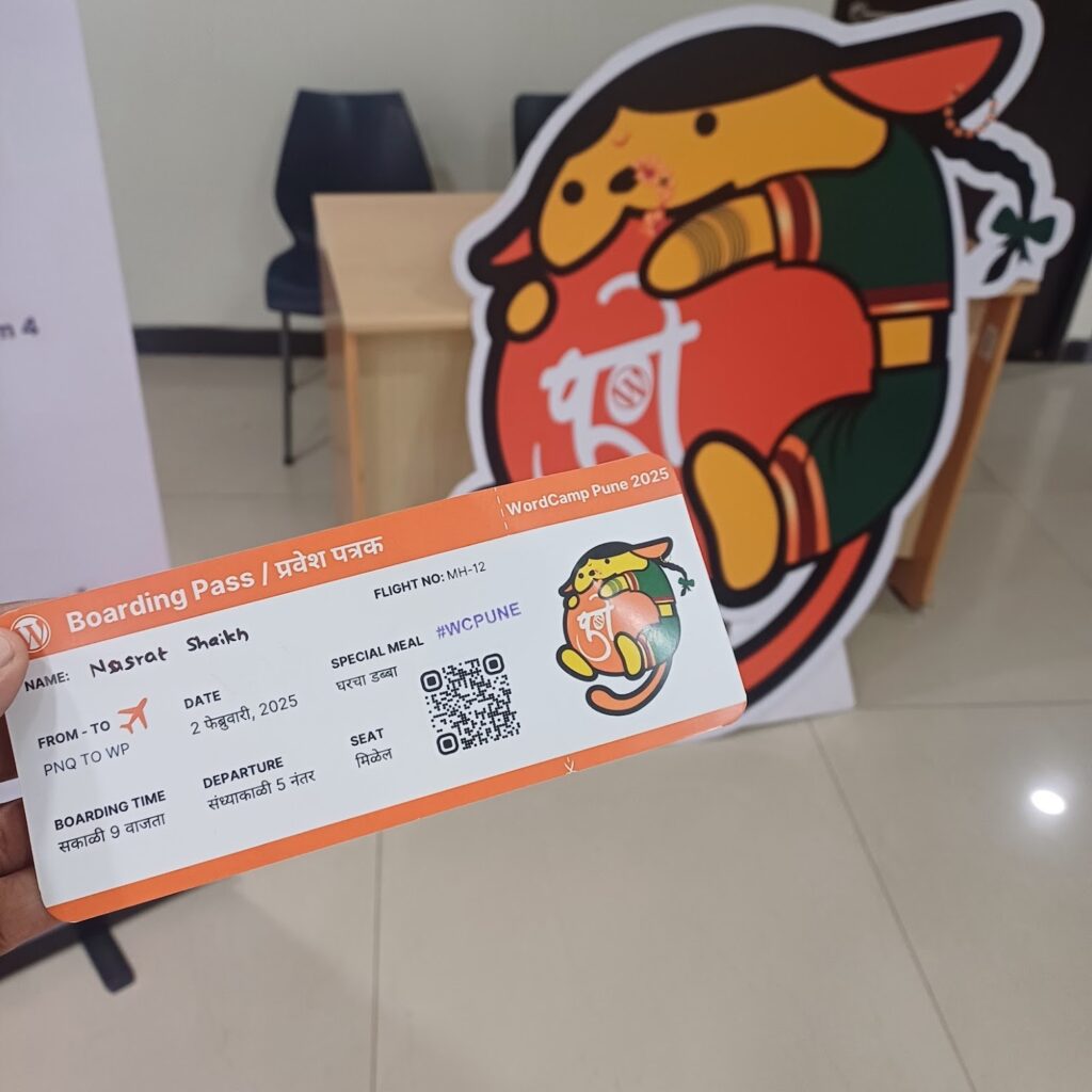 WordCamp Pune Boarding Pass-style Entry Ticket - Seahawk WordCamp Pune Boarding Pass-style Entry Ticket