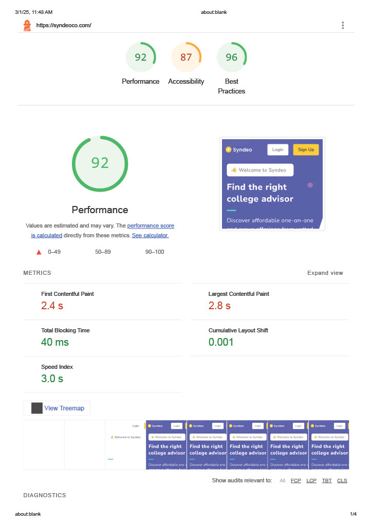 Syndeo Mobile Speed Optimization