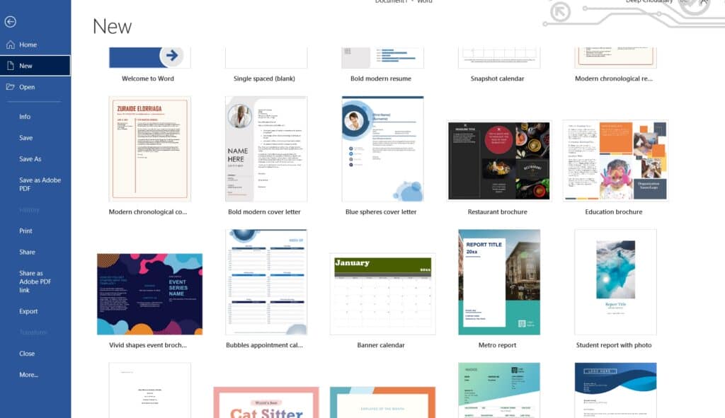 MS Word Templates