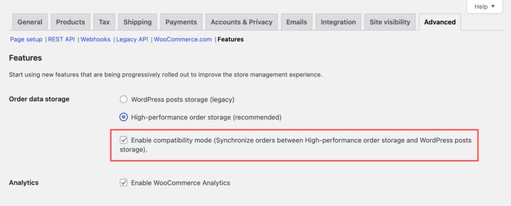 WooCommerce-HPOS-Order-data-storage-compatibility-mode