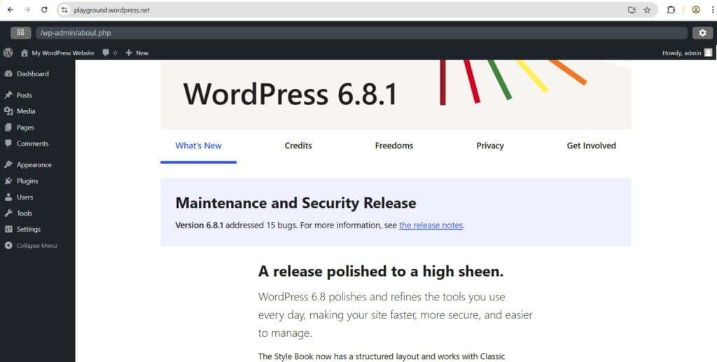 WordPress Playground Dashboard