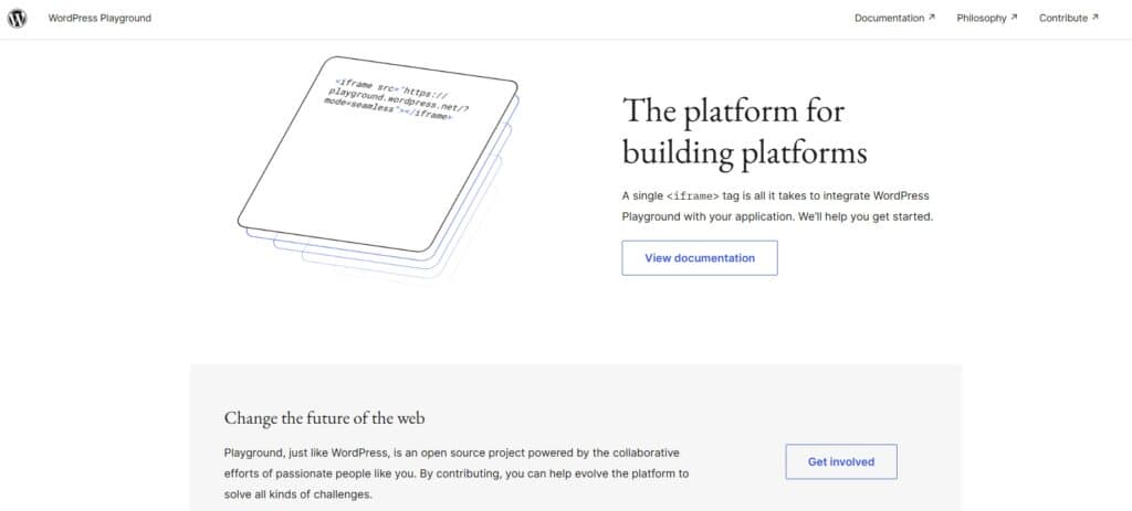 WordPress Playground iframe Integration
