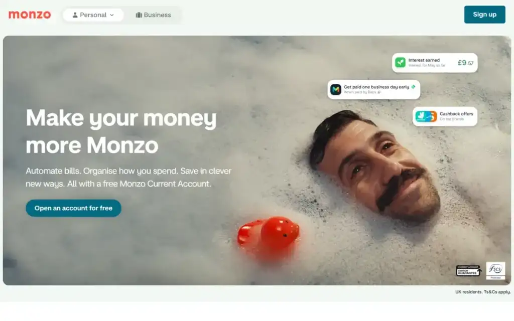 monzo bank website