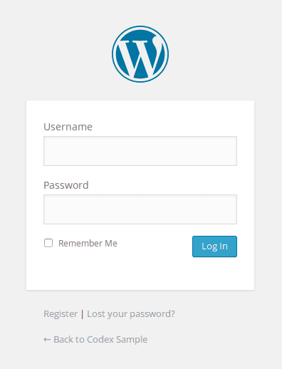 wordpress login screen