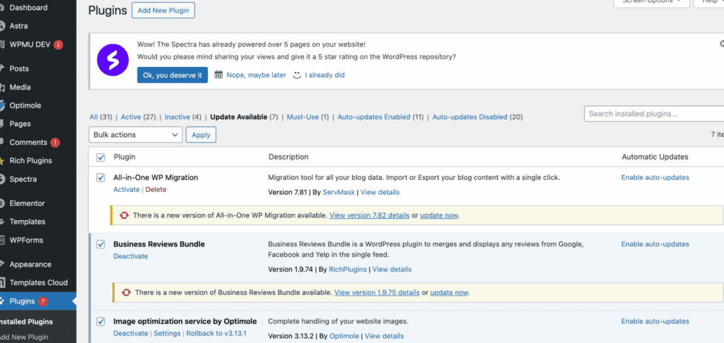 Update Latest WordPress Plugins